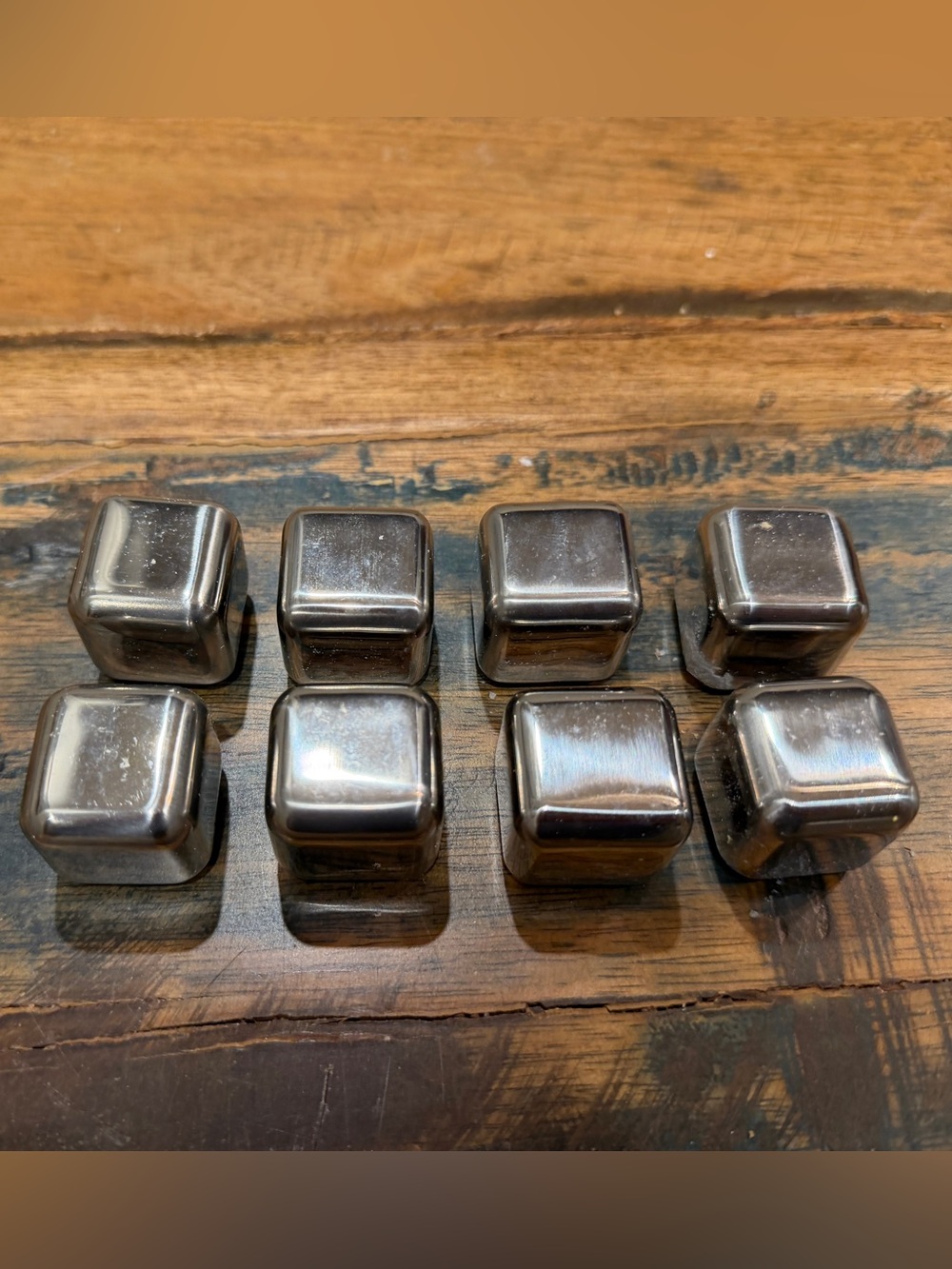 Set of 8 reusable Whiskey Drink Ice Cubes Stainless Steel Stones 1X1
